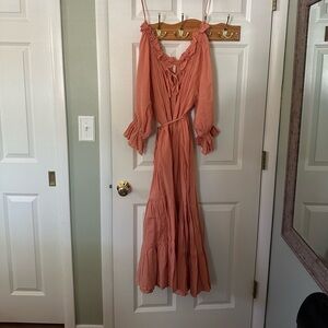 Elegant Long Sleeve Pink Dress